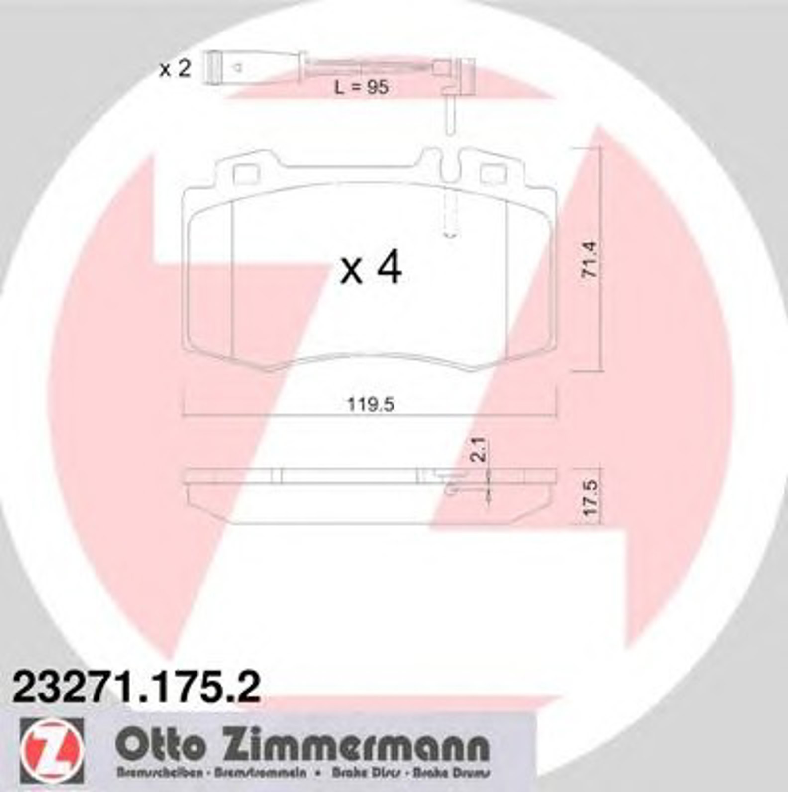 Колодки торм. пер. mercedes w220 s280-s600 98- w163 ml430/ml55amg 8/99- ZIMMERMANN 23271.175.2