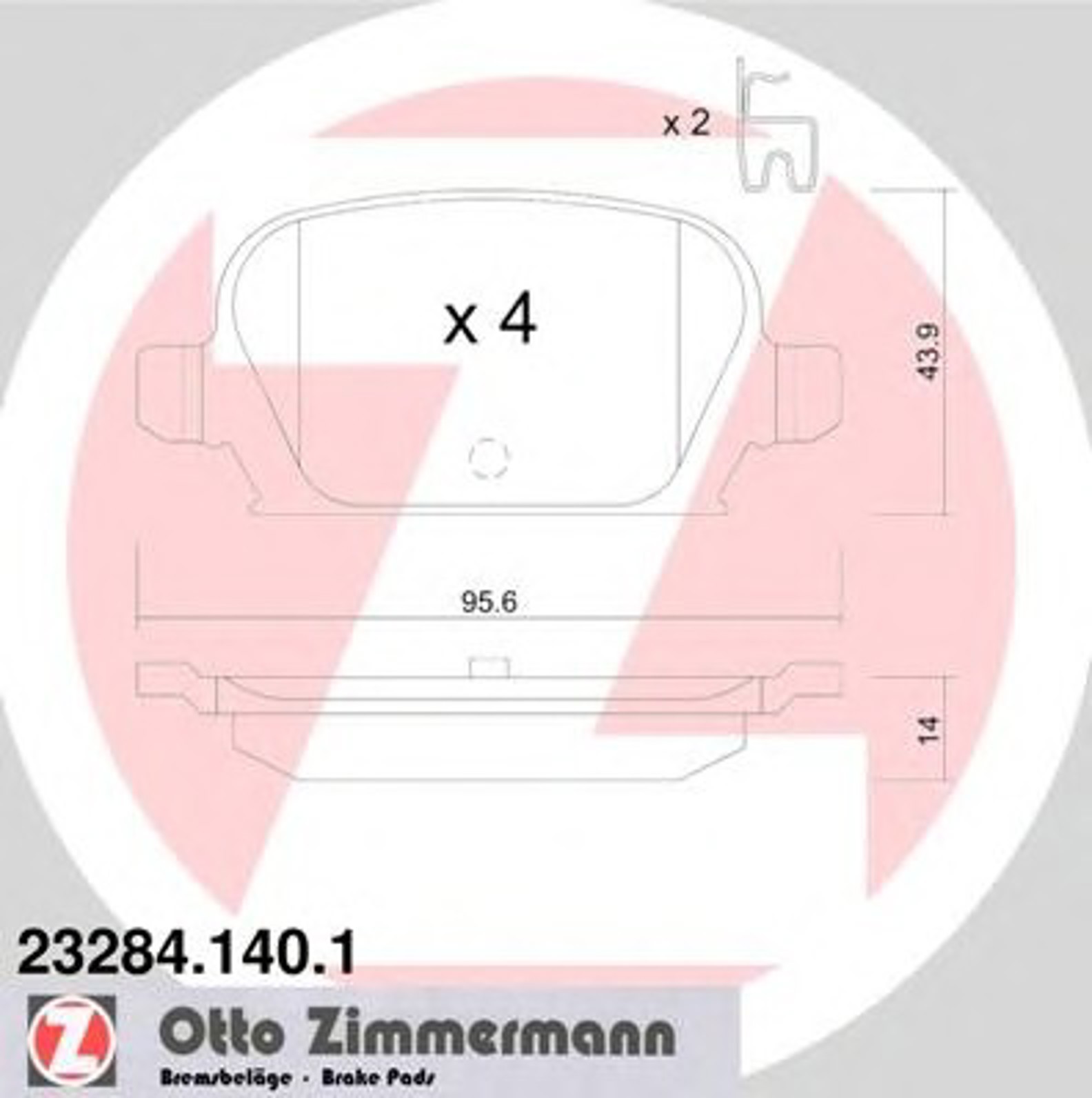 Колодки торм sbb opel corsa 1.8i 00/tigra 1.4/1.8/1.3ctdi 04/vauxhall ZIMMERMANN 23284.140.1
