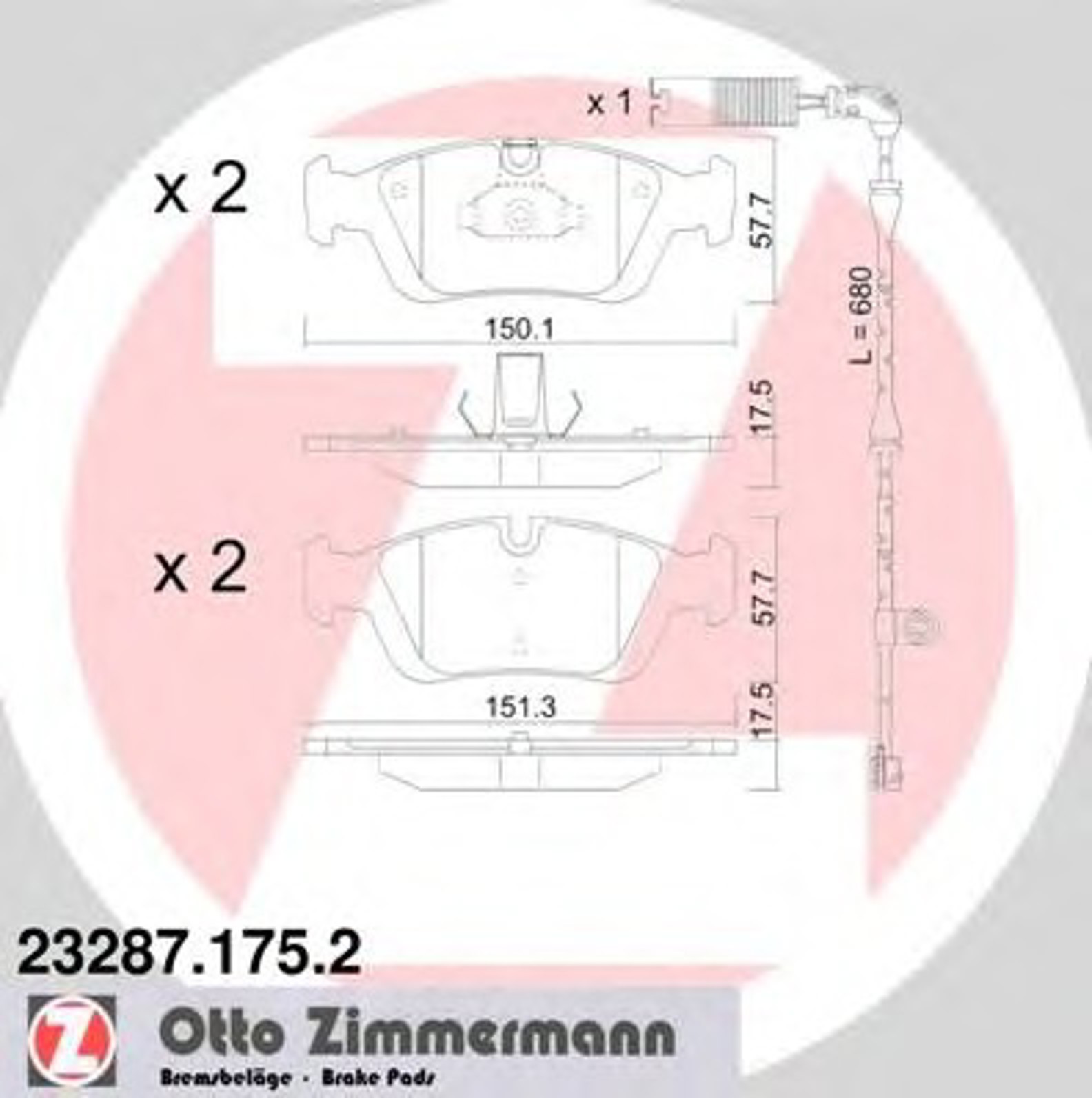 Колодки торм bmw 3 e46 z3 z4 f 95/06- ZIMMERMANN 23287.175.2