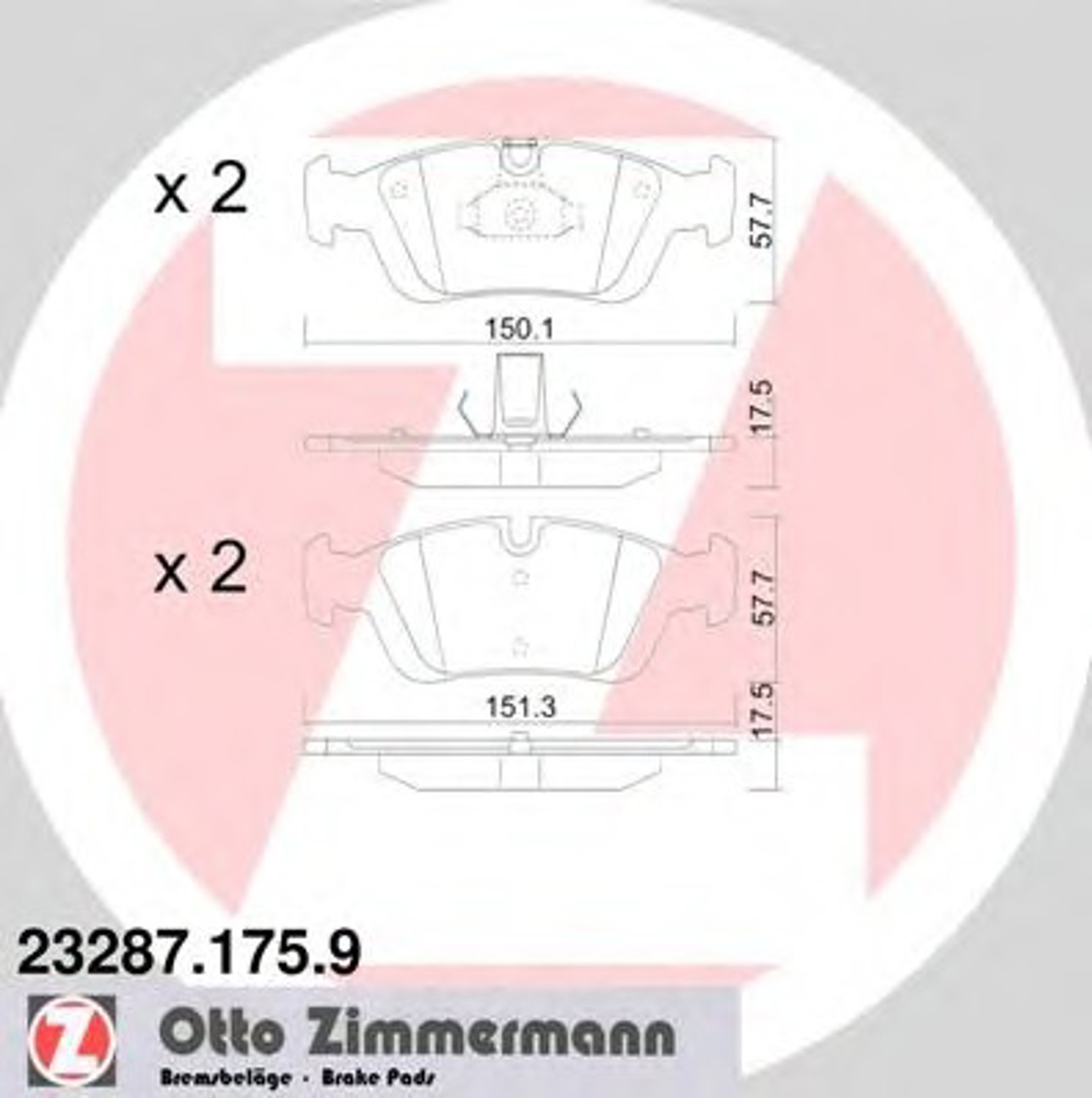 Колодки торм. пер. bmw e46 316-328 98-/e36 coupe 316-328 93-99 ZIMMERMANN 23287.175.9