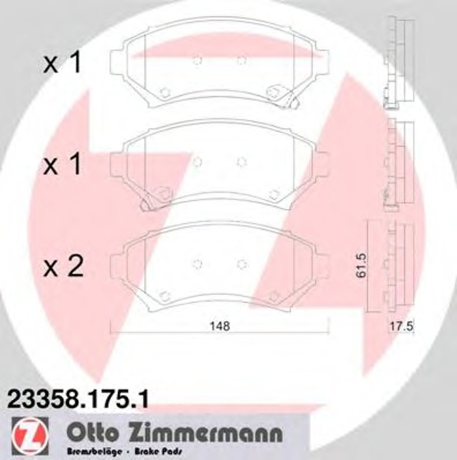 Колодки торм sbb chevrolet/opel sintra 2.2-3.0 96-99 пер. ZIMMERMANN 23358.175.1