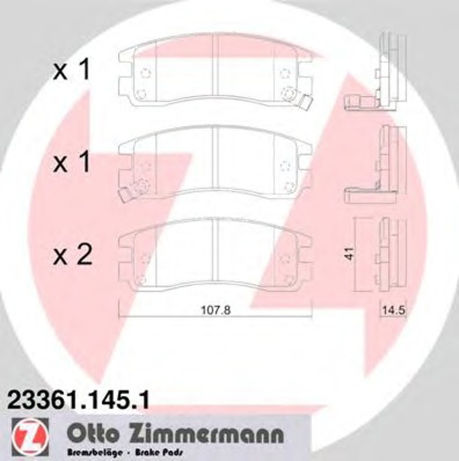 Колодки тормозные дисковые ZIMMERMANN 23361.145.1