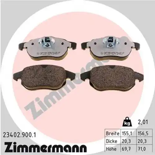 Тормозные колодки дисковые ZIMMERMANN 23402.900.1