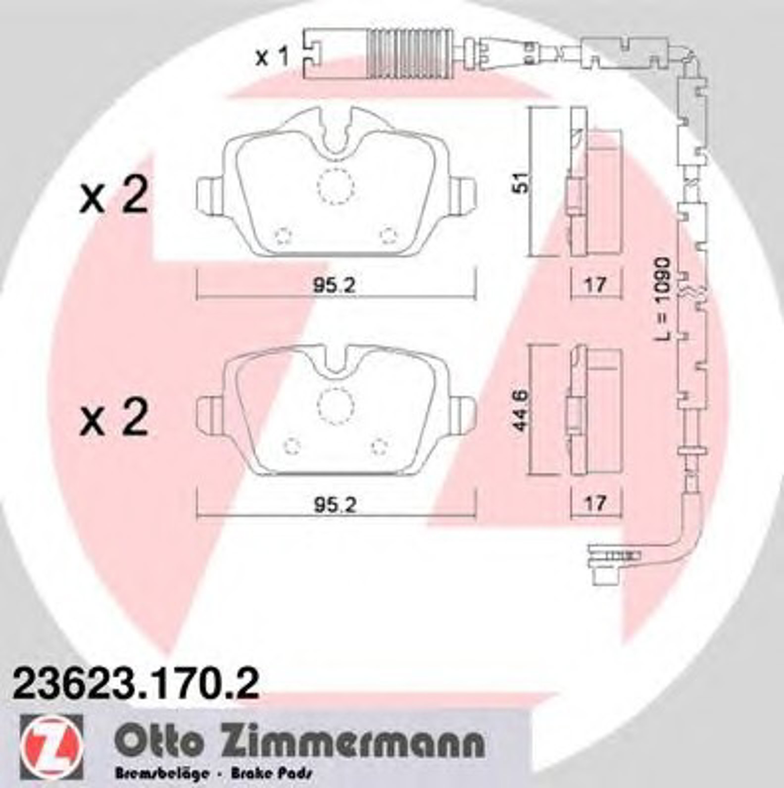 Колодки торм. зад. bmw e81/e87 04-/e90 05-/e91 05-07 ZIMMERMANN 23623.170.2