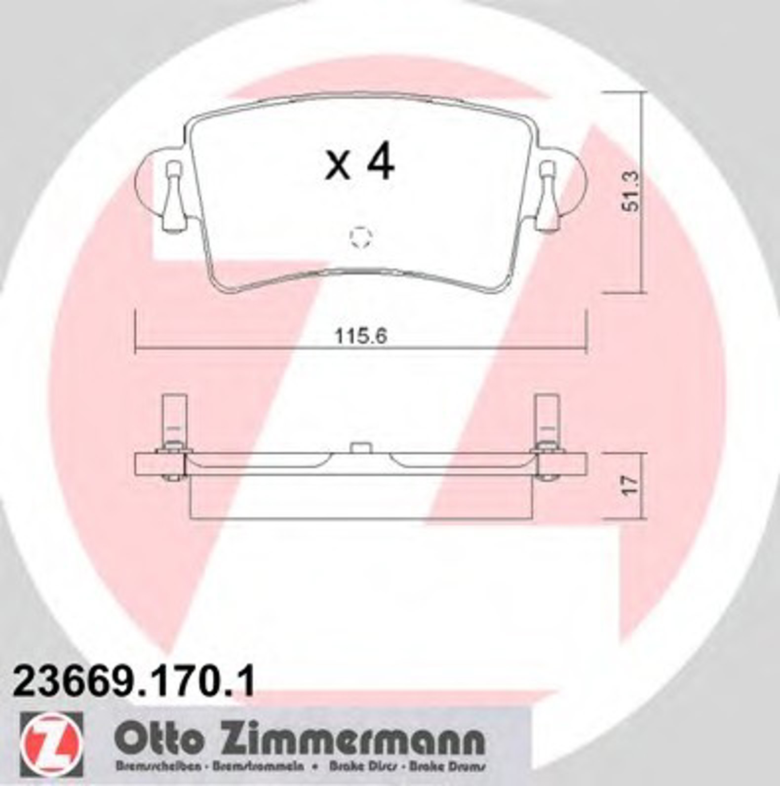 Колодки тормозные дисковые ZIMMERMANN 23669.170.1