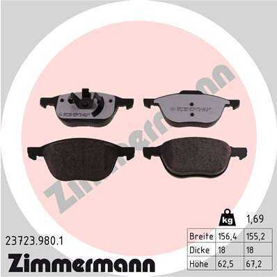 Тормозные колодки дисковые ZIMMERMANN 23723.980.1