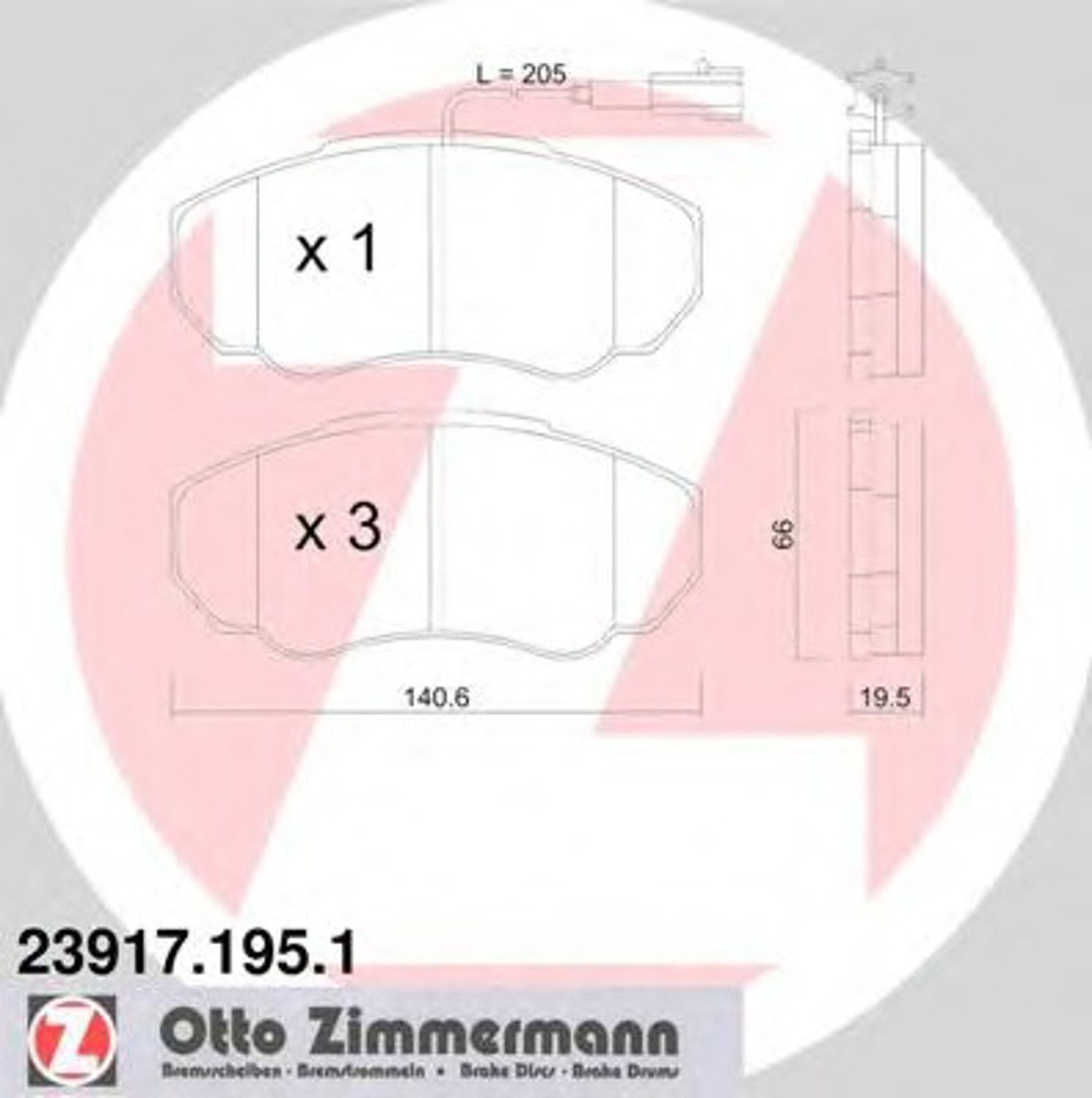 Колодки торм peu boxer/fiat ducato/cit jumper 02-06 ZIMMERMANN 23917.195.1