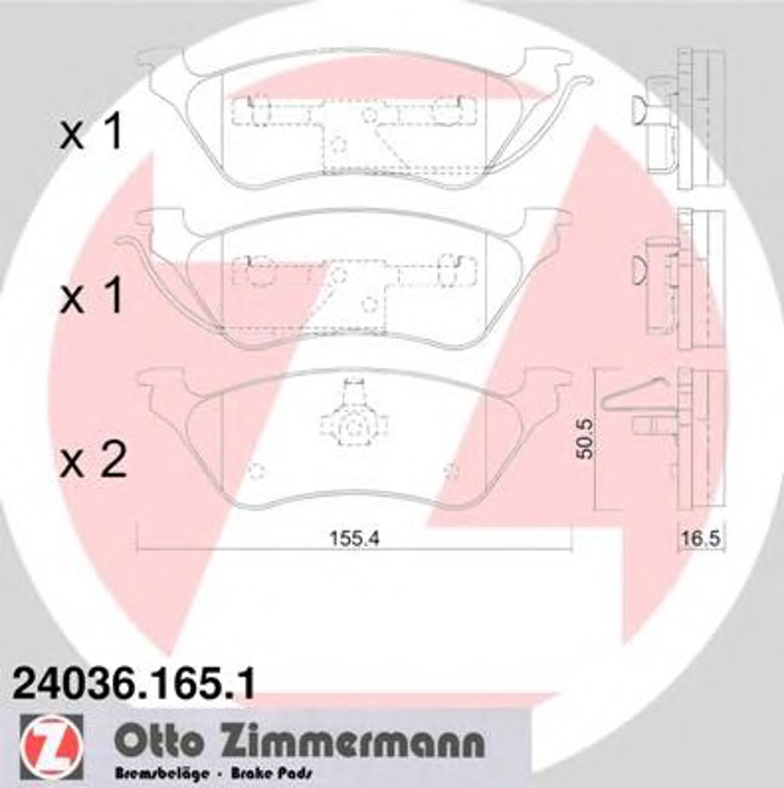 Колодки торм sbb dodge caravan chrysler voyager/grand voyager all 00/jeep ZIMMERMANN 24036.165.1