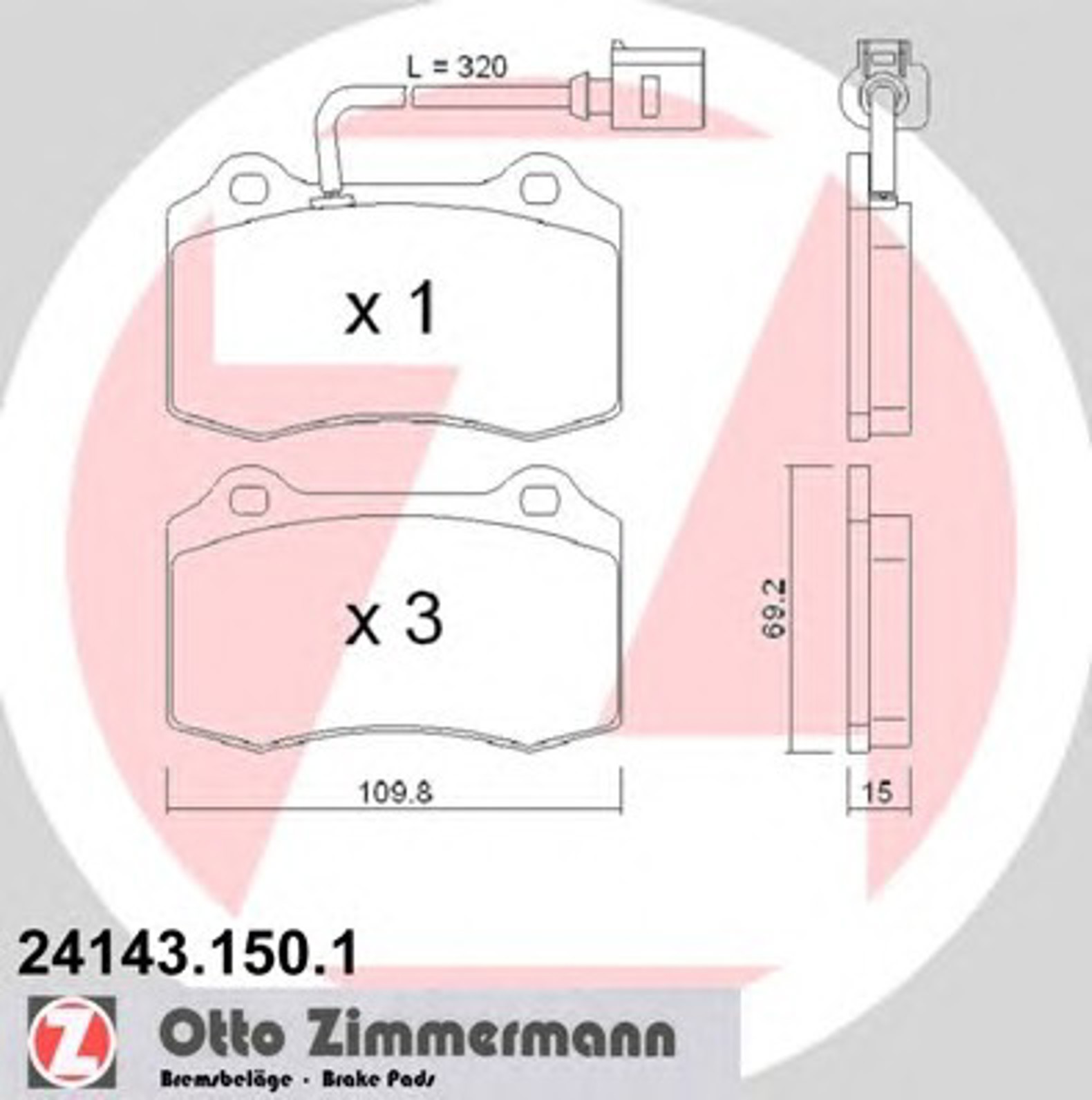 Колодки торм sbb seat leon/ibiza 1.8i/1.9tdi 03 ZIMMERMANN 24143.150.1