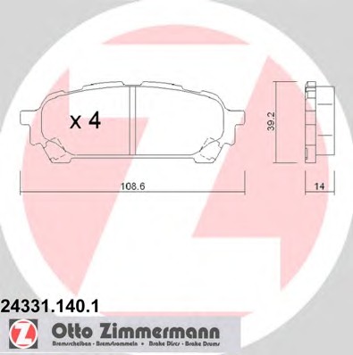 Колодки тормозные дисковые ZIMMERMANN 24331.140.1