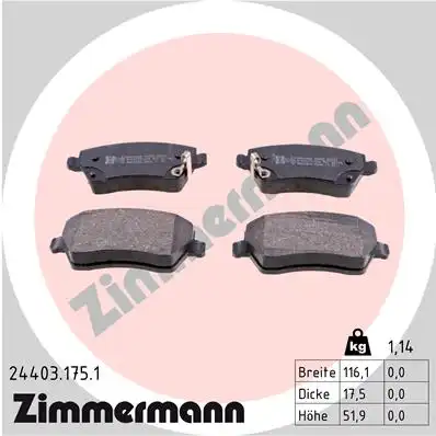 Тормозные колодки ZIMMERMANN 24403.175.1