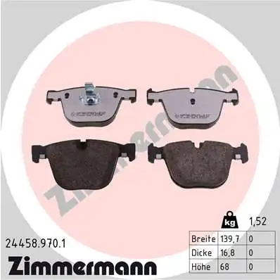 Комплект тормозных колодок дисковый тормоз bmw bmw x5 (e70) 07.2009 ZIMMERMANN 24458.970.1