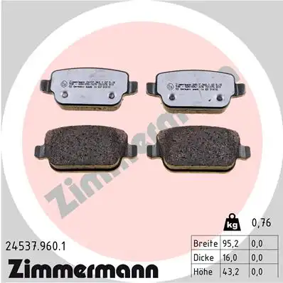 Тормозные колодки дисковые ZIMMERMANN 24537.960.1