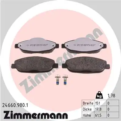 Тормозные колодки дисковые ZIMMERMANN 24660.980.1