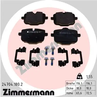 Колодки тормозные дисковые /комплект 4 шт/ ZIMMERMANN 24704.180.2