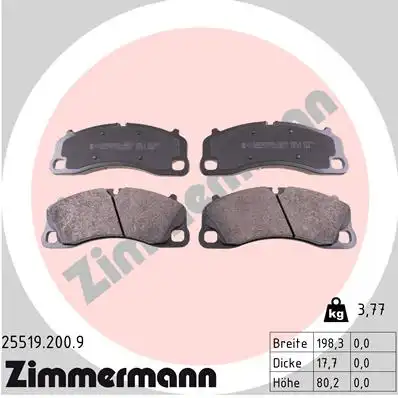 Тормозные колодки дисковые ZIMMERMANN 25519.200.9