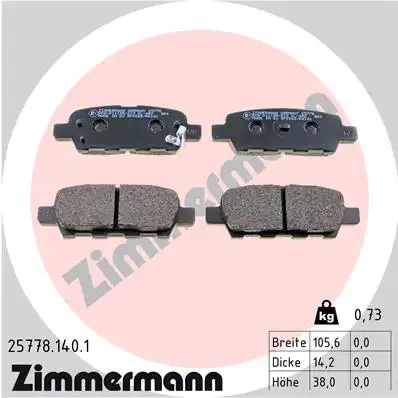 Тормозные колодки дисковые ZIMMERMANN 25778.140.1