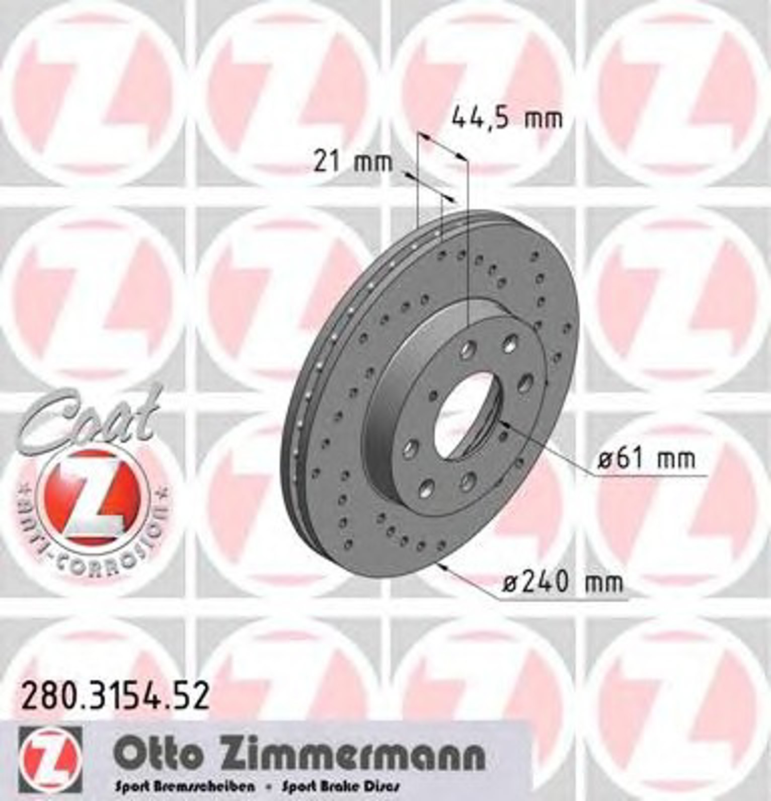 Диск тормозной ZIMMERMANN 280.3154.52