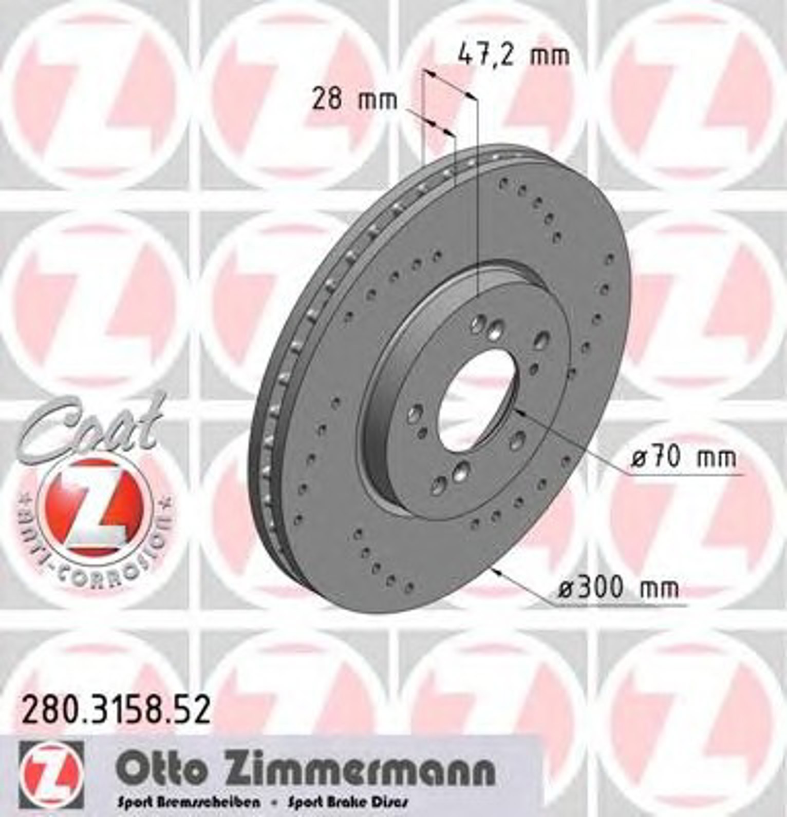 Диск тормозной ZIMMERMANN 280.3158.52