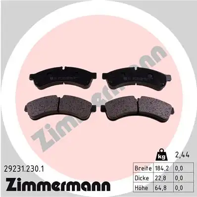 Колодки тормозные дисковые ZIMMERMANN 29231.230.1