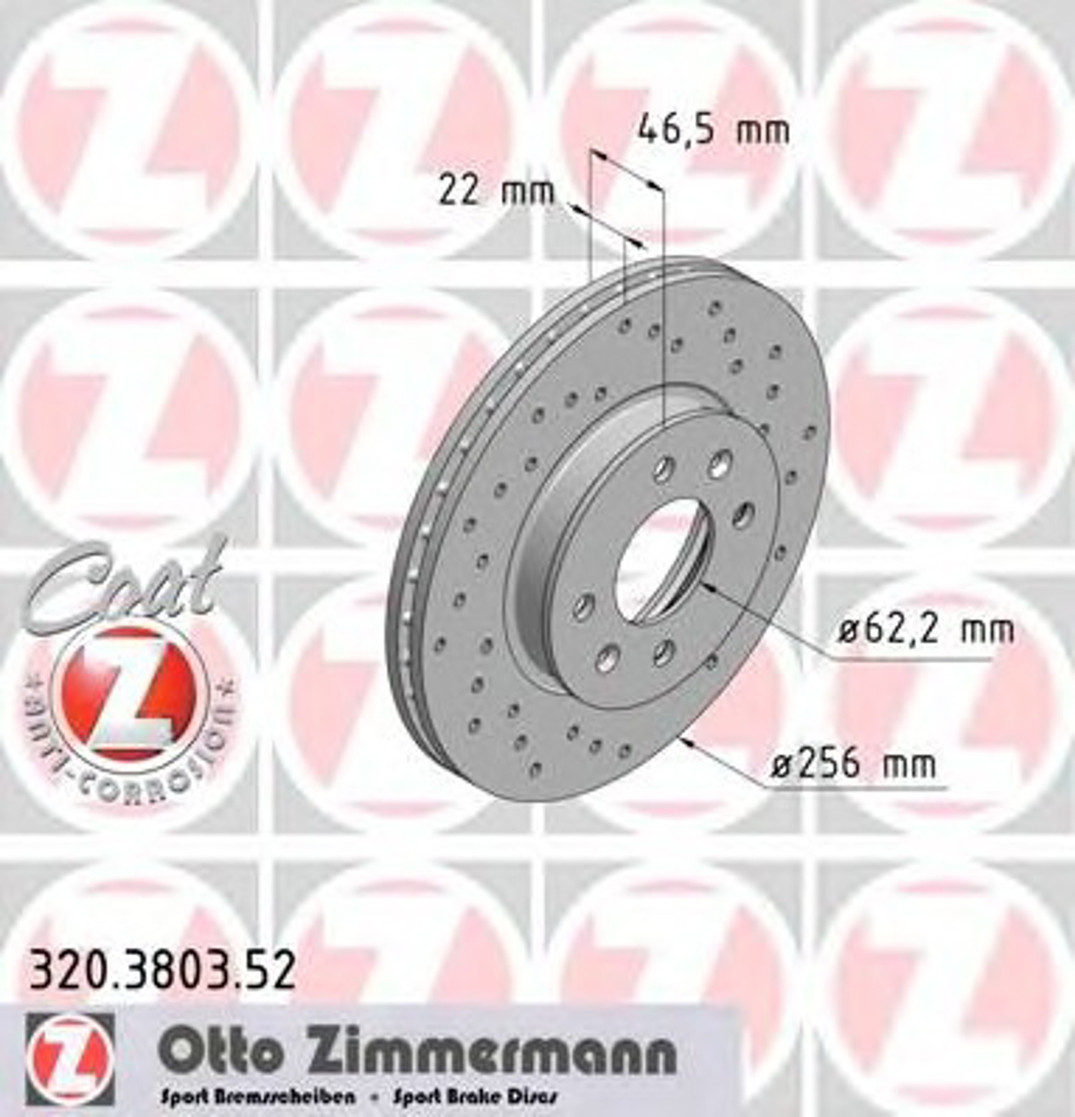 Диск тормозной ZIMMERMANN 320.3803.52