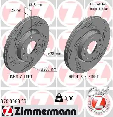 Диск тормозной ZIMMERMANN 370.3083.53