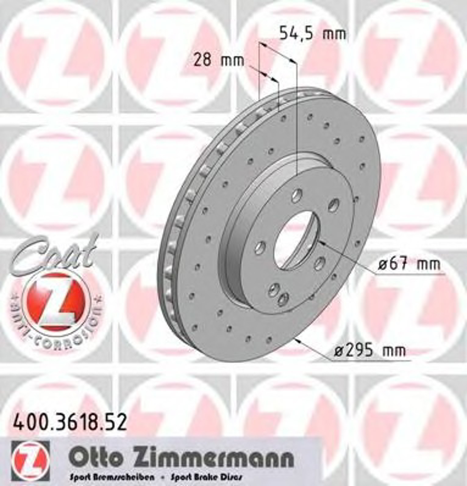 Диск тормозной ZIMMERMANN 400.3618.52