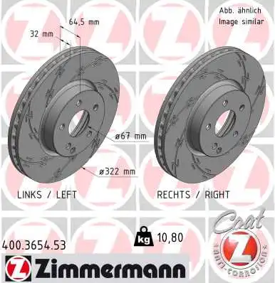 Диск тормозной ZIMMERMANN 400.3654.53
