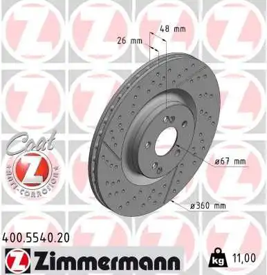 Диск тормозной ZIMMERMANN 400.5540.20