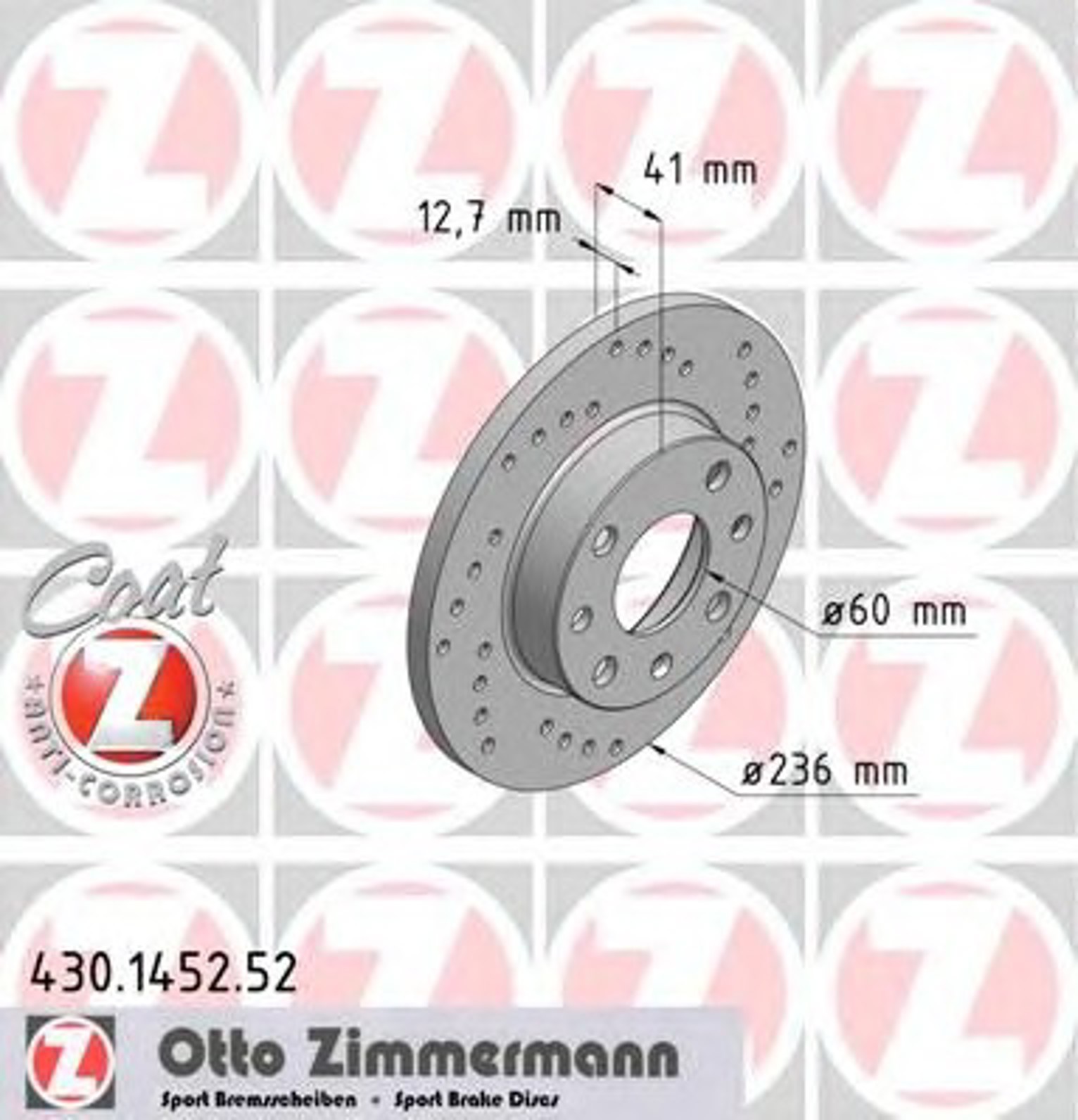 Диск тормозной ZIMMERMANN 430.1452.52