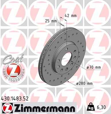 Тормозные диски ZIMMERMANN 430.1483.52