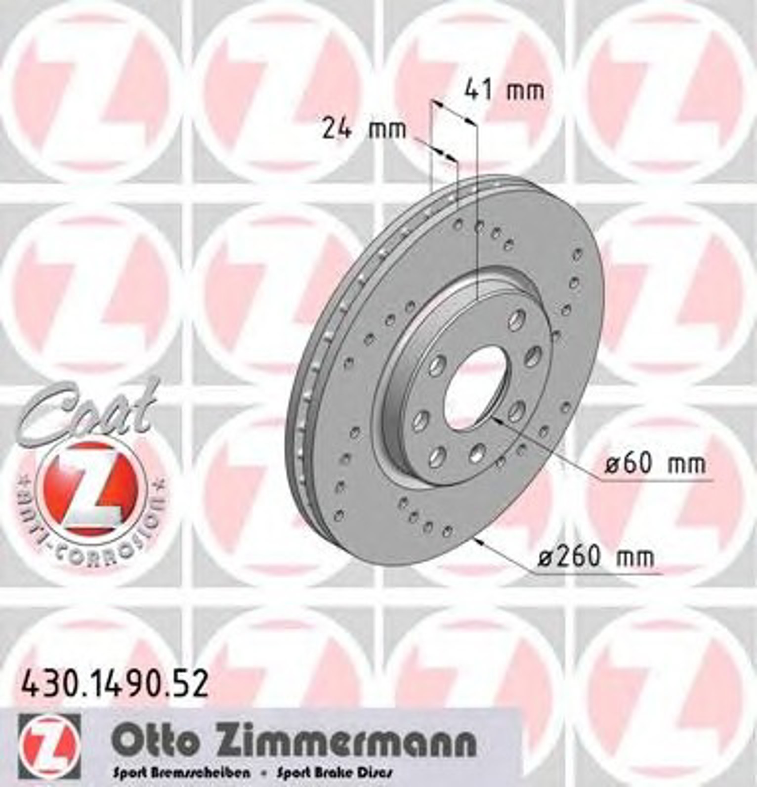 Диск тормозной ZIMMERMANN 430.1490.52