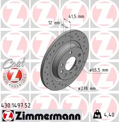 Тормозные диски ZIMMERMANN 430.1497.52