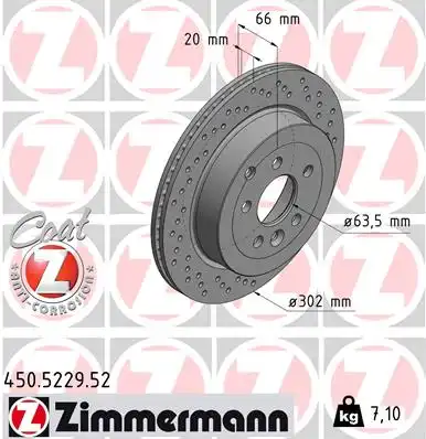Диск тормозной ZIMMERMANN 450.5229.52