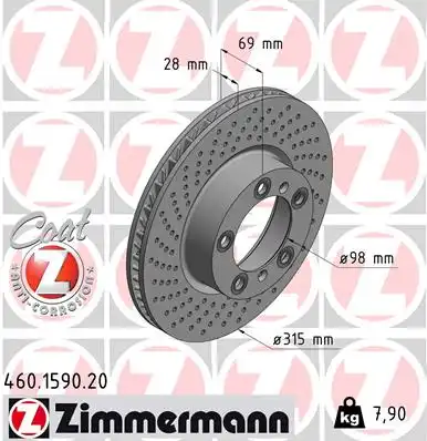 Тормозные диски ZIMMERMANN 460.1590.20