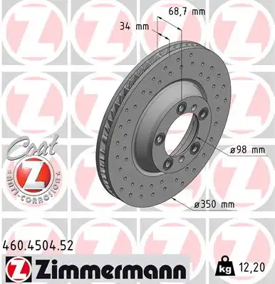 Диск тормозной ZIMMERMANN 460.4504.52