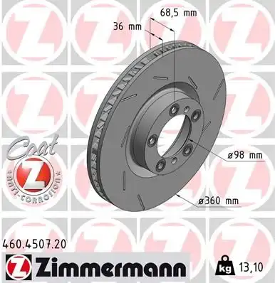Диск тормозной ZIMMERMANN 460.4507.20