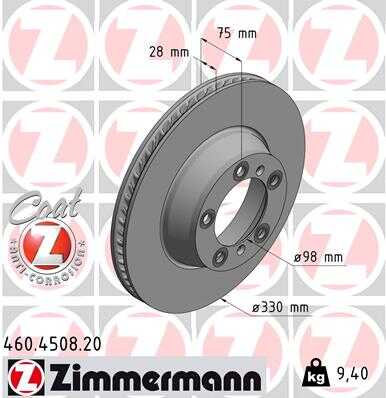 Диск тормозной ZIMMERMANN 460.4508.20
