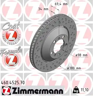 Диск тормозной ZIMMERMANN 460.4525.70