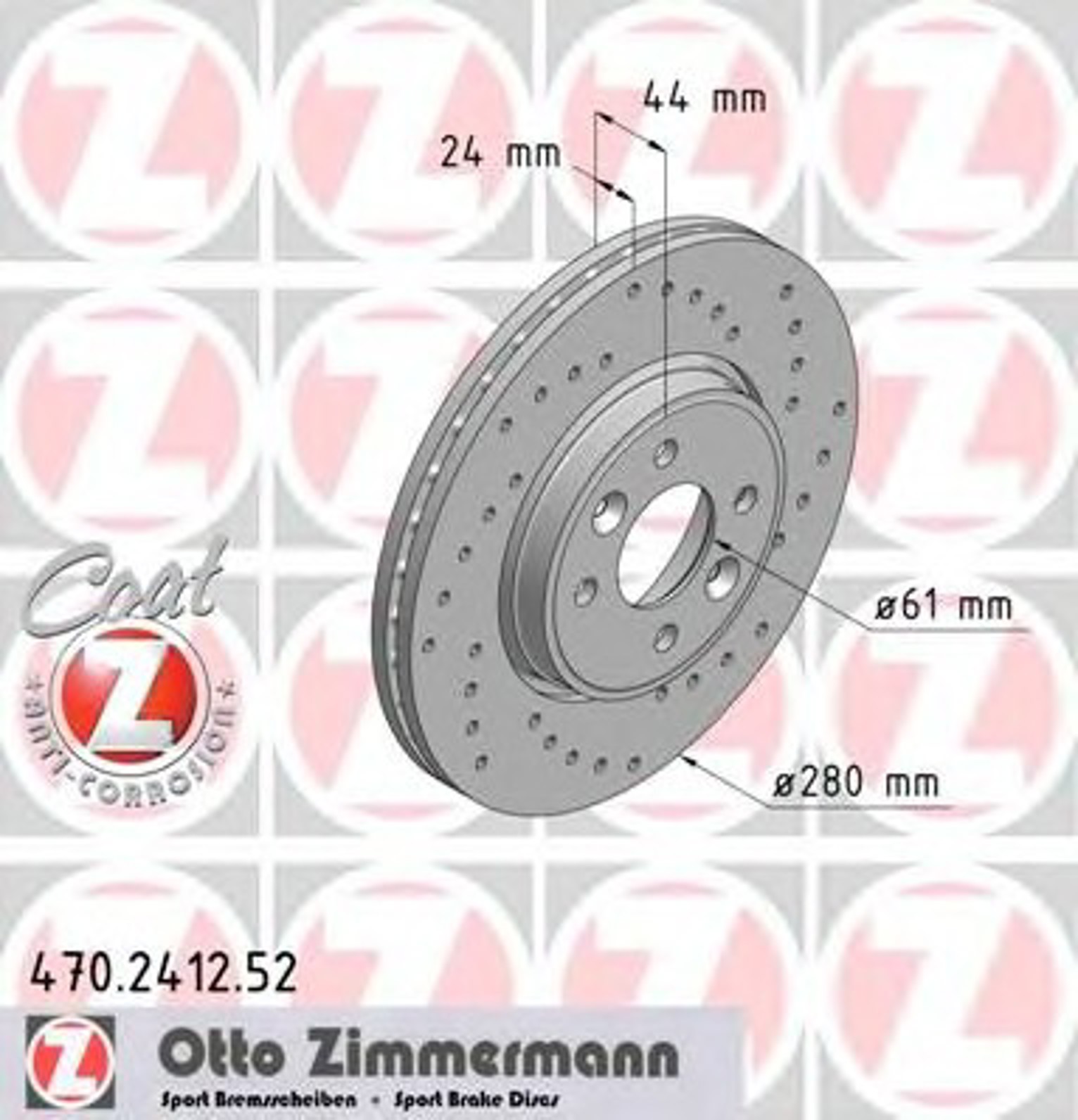 Диск тормозной ZIMMERMANN 470.2412.52