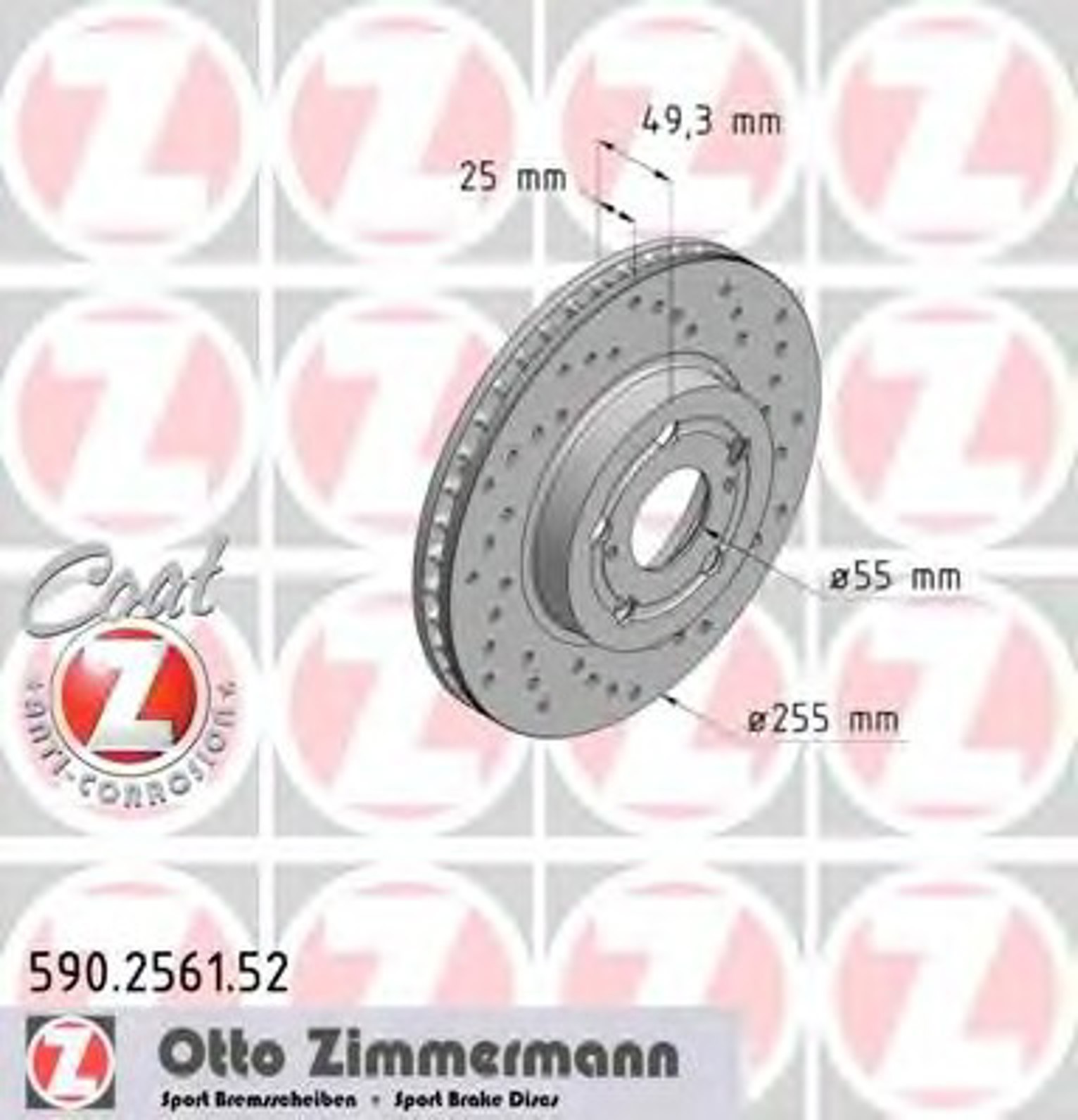 Диск тормозной ZIMMERMANN 590.2561.52