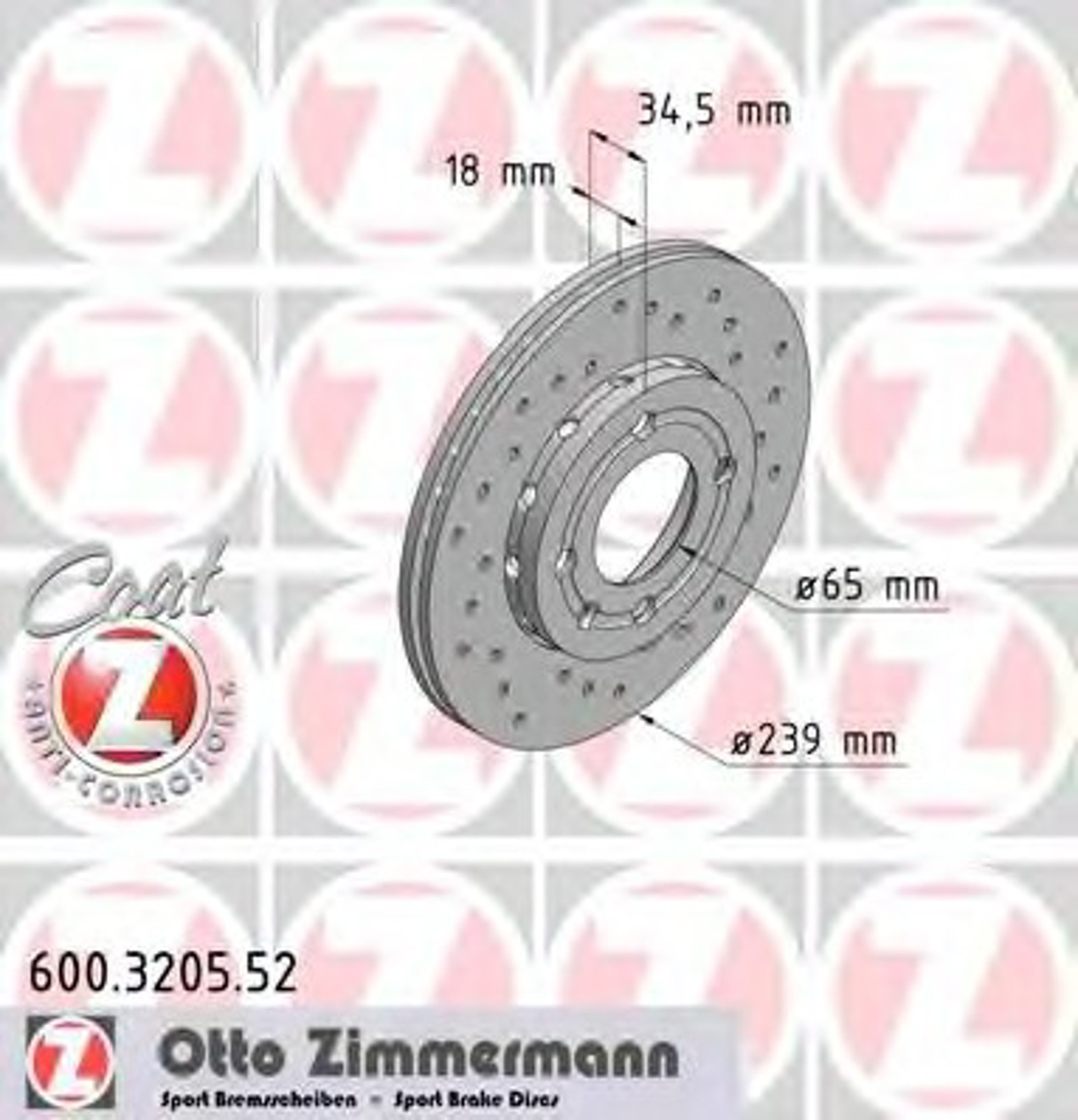Диск тормозной ZIMMERMANN 600.3205.52