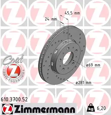 Тормозные диски ZIMMERMANN 610.3700.52