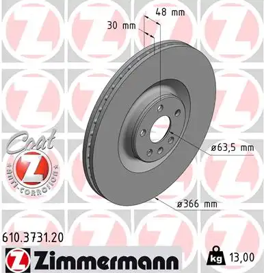 Диск тормозной ZIMMERMANN 610.3731.20