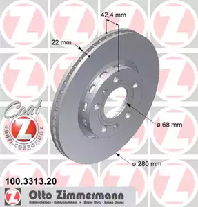 Тормозной диск ZIMMERMANN 100.3313.20