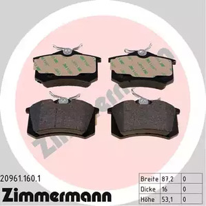 Комплект тормозных колодок дискового тормоза ZIMMERMANN 20961.160.1