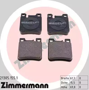 Комплект тормозных колодок дискового тормоза ZIMMERMANN 21305.155.1