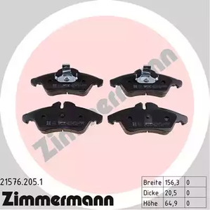 Комплект тормозных колодок дискового тормоза ZIMMERMANN 21576.205.1