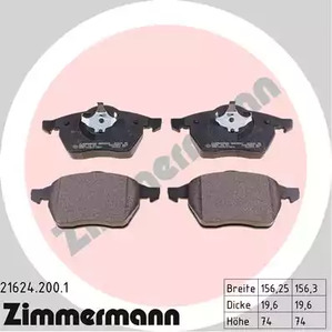 Комплект тормозных колодок дискового тормоза ZIMMERMANN 21624.200.1