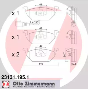 Комплект тормозных колодок дискового тормоза ZIMMERMANN 23131.195.1